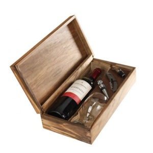 Kit Vinho em caixa de madeira envelhecida