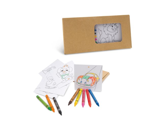 Kit para pintar em caixa de carto. Carto. Incluso 8 gizes de cera e 8