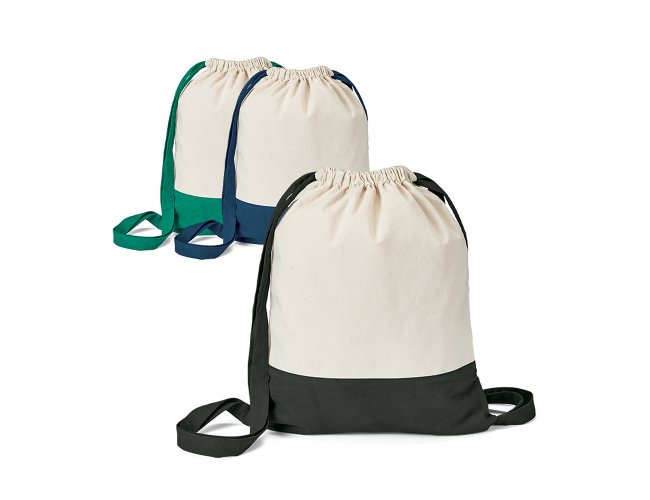 Sacola tipo mochila. 100% algodo canvas: 180 g/m.     350 x 430 mm