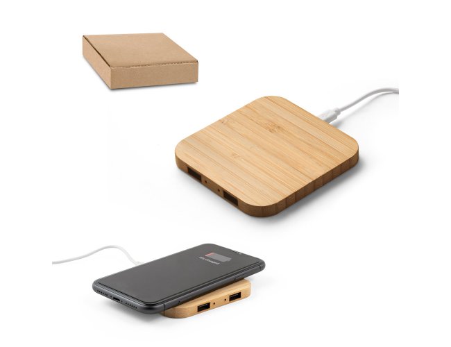 CARREGADOR WIRELESS EM BAMBU