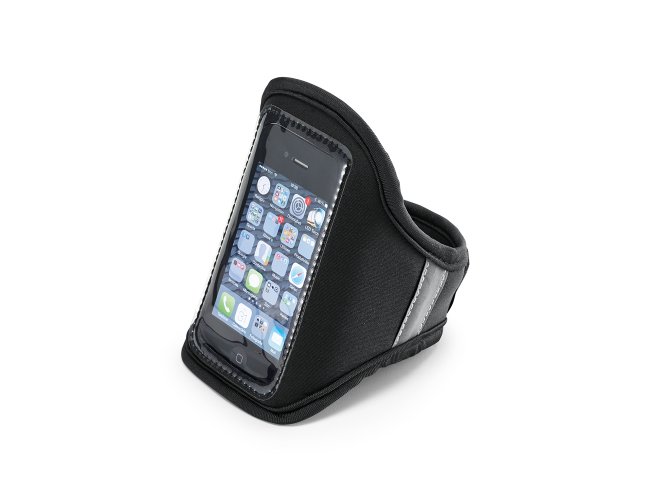 Braadeira para celular. Soft shell. Com banda refletiva e fecho ajust