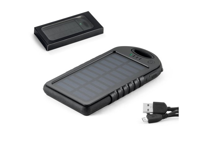 BATERIA PORTTIL SOLAR EM ABS COM PAINEL SOLAR E LED